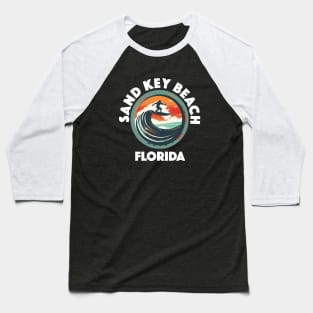Sand Key Beach - Florida (with White Lettering) Baseball T-Shirt